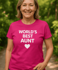 World's best aunt t-shirt for women, fun gift idea for aunt, personalized family tee.