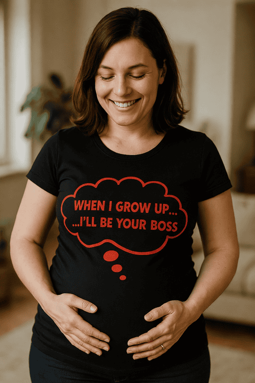 Whenever I grow up I'll be your boss funny pregnancy t-shirt for women.