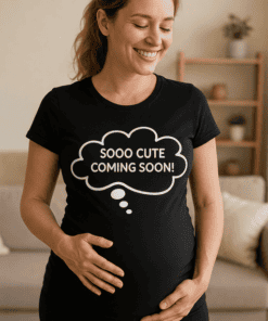Sooo cute coming soon maternity t-shirt for expecting mothers, comfortable pregnancy tee with fun phrase, perfect gift for moms-to-be, pregnancy announcement shirt.