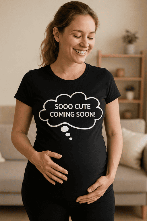 Sooo cute coming soon maternity t-shirt for expecting mothers, comfortable pregnancy tee with fun phrase, perfect gift for moms-to-be, pregnancy announcement shirt.