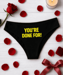 You're Done For! funny pun t-shirt for humor lovers and casual wear.