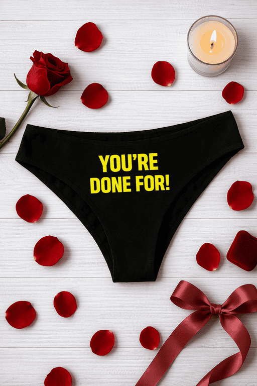 You're Done For! funny pun t-shirt for humor lovers and casual wear.