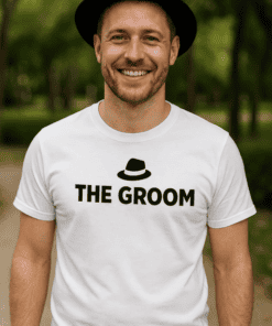 Happy Groom T-shirt for wedding celebration, funny bachelor party tee, casual groom gift, men's birthday shirt, wedding apparel.