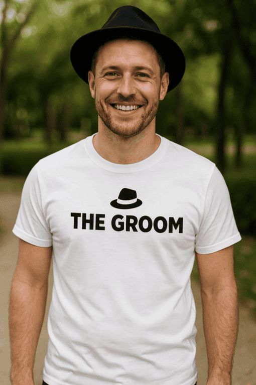 Happy Groom T-shirt for wedding celebration, funny bachelor party tee, casual groom gift, men's birthday shirt, wedding apparel.