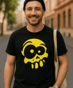 1. Skull graphic t-shirt for men, casual streetwear, bold fashion statement.