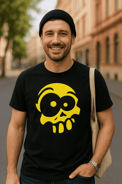 1. Skull graphic t-shirt for men, casual streetwear, bold fashion statement.