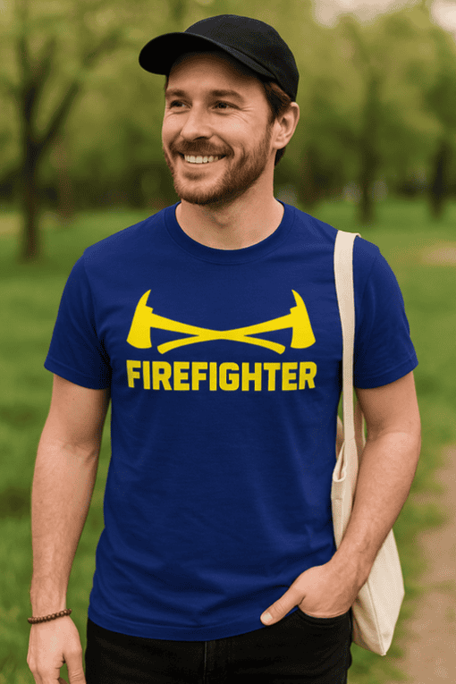 Firefighter t-shirt, graphic tee, casual men’s T-shirt, firefighter graphic design, T-shirtplease.com.
