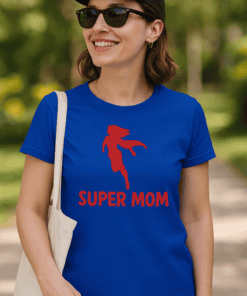 Super mom T-shirt with dinosaur silhouette, perfect for moms who love fun and quirky style, available at T-shirtplease.com.