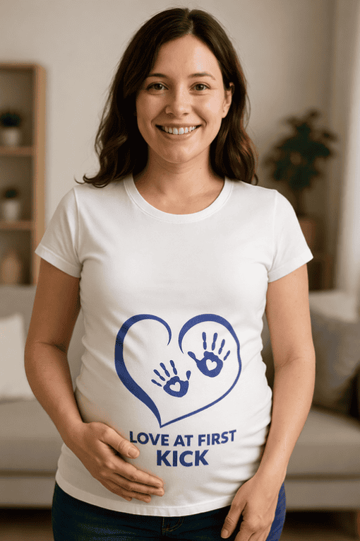 1. Heart-shaped hand print design T-shirt promoting love and kindness.