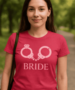 Diamond handcuffs bride T-shirt for wedding or bachelorette party.