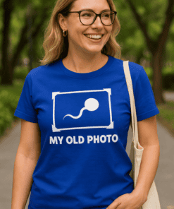 1. Custom funny t-shirt with sperm illustration, perfect for casual wear and humorous style.