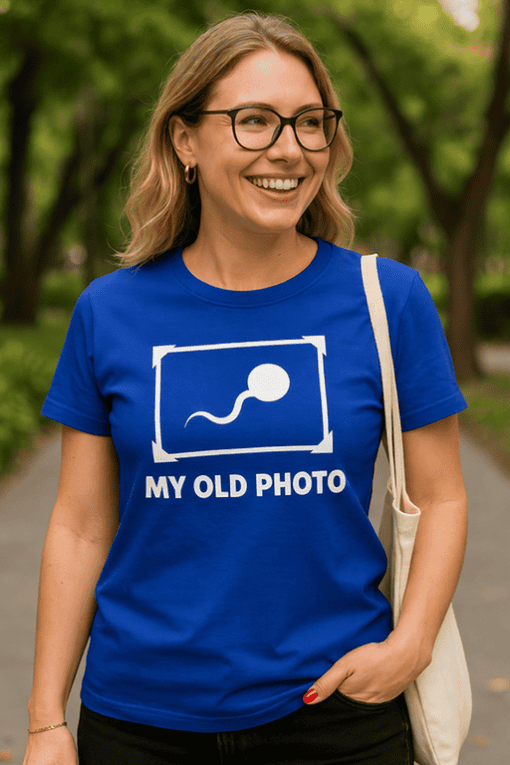 1. Custom funny t-shirt with sperm illustration, perfect for casual wear and humorous style.