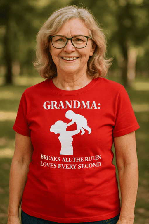 Grandma T-shirt with humorous quote about love and rules, perfect gift for grandmothers who love family.