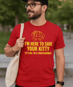 - Cute kitty rescue humor T-shirt for animal lovers, funny animal rescue t-shirt design.