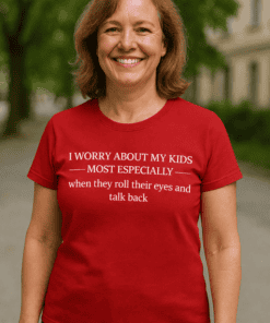 Witty mom T-shirt with humorous parenting quote, perfect for mothers who love funny casual wear.