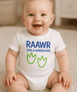 Raww dinosaur baby t-shirt, cute toddler dinosaur clothing for kids, fun dinosaur graphic tee for children.