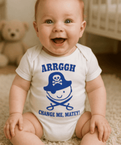 Pirate baby T-shirt, funny kids' clothing, unique baby T-shirt with pirate design, perfect for baby shower gift.