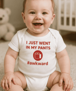 Toilet paper humor baby shirt, funny baby bodysuit, awkward joke infant tee, newborn comic apparel, humorous toddler clothing, novelty baby shirt.