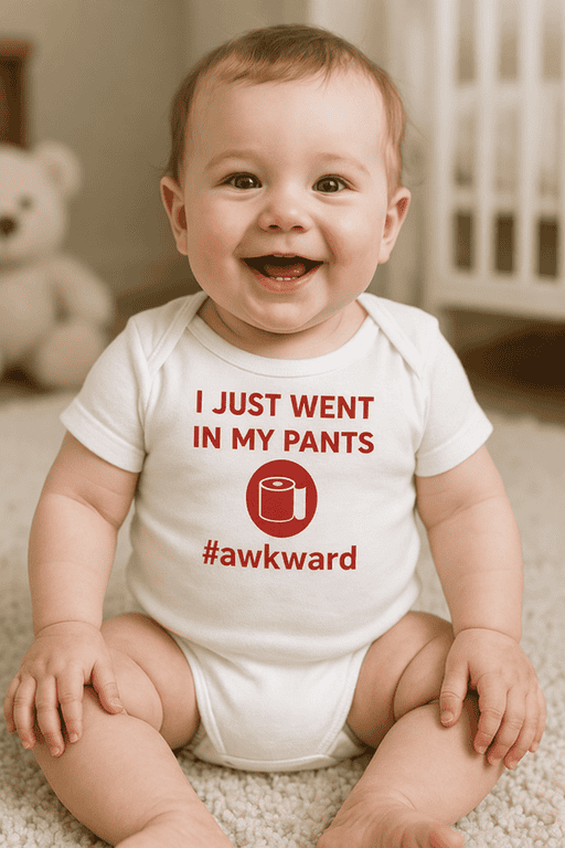 Toilet paper humor baby shirt, funny baby bodysuit, awkward joke infant tee, newborn comic apparel, humorous toddler clothing, novelty baby shirt.