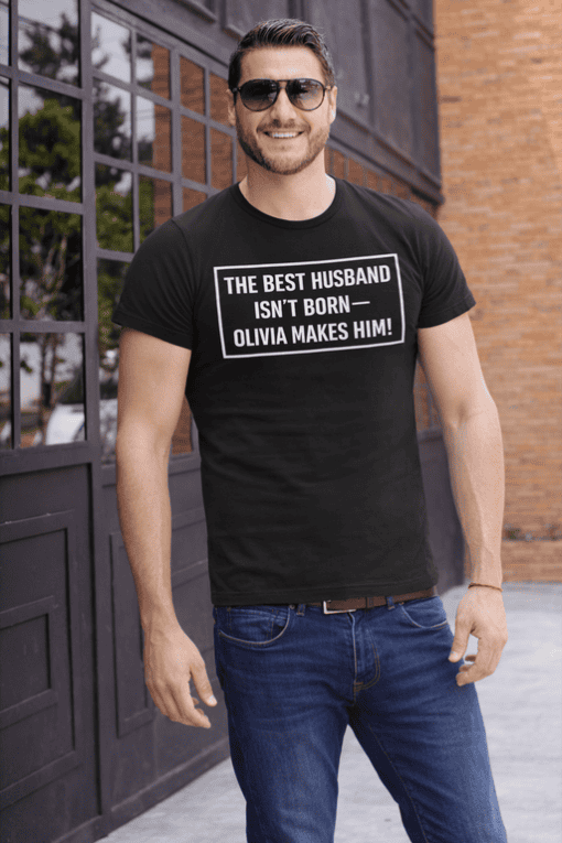 Husband birthday t-shirt with humorous quote, men's casual graphic tee for special occasions.