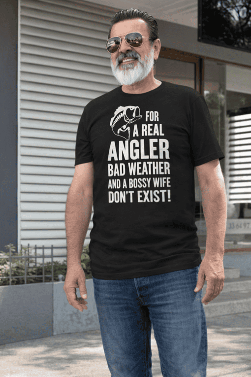 1. Funny angler t-shirt for fishing enthusiasts with humorous fishing quote.