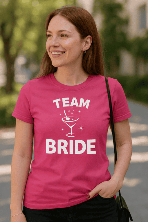 Funny bridal squad T-shirt, team bride, bachelorette party, girls' trip, bridal shower gift, customized T-shirt, wedding celebration.