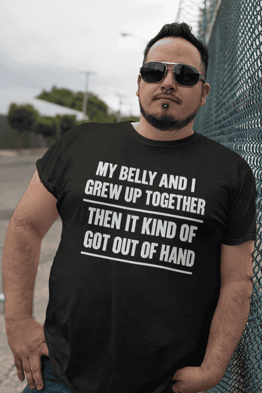 1. Funny dad humor T-shirt with witty quote about childhood friendship.