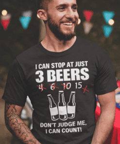 1. Men's humorous beer T-shirt with countdown and graphic design for casual parties.