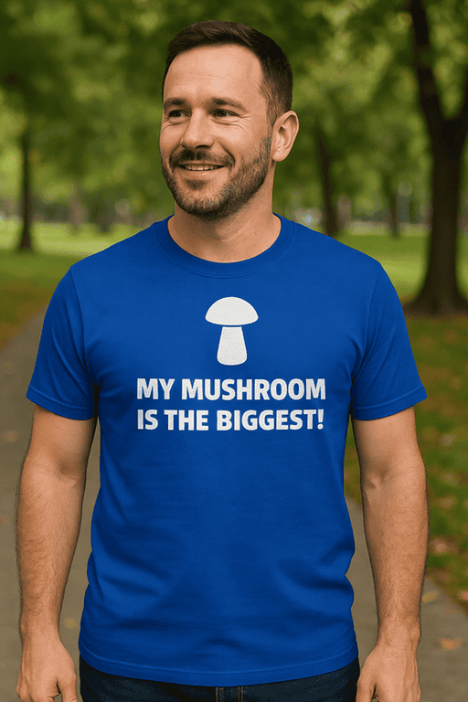 1. Funny mushroom T-shirt for men, humorous quote, casual wear, mushroom lover gift idea.