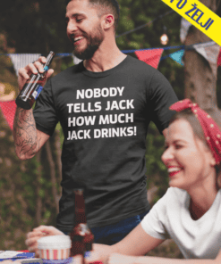 1. Men’s humorous T-shirt with Jack drink quote for casualwear.