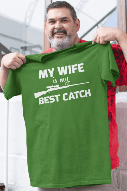 My wife is my best catch funny fishing T-shirt for men and women.