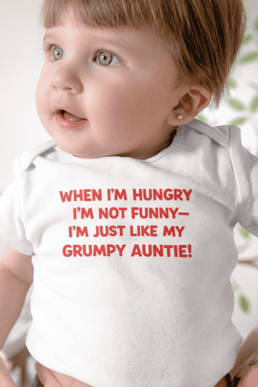 When I’m hungry, I’m not funny—cute baby T-shirt with funny quote for kids.