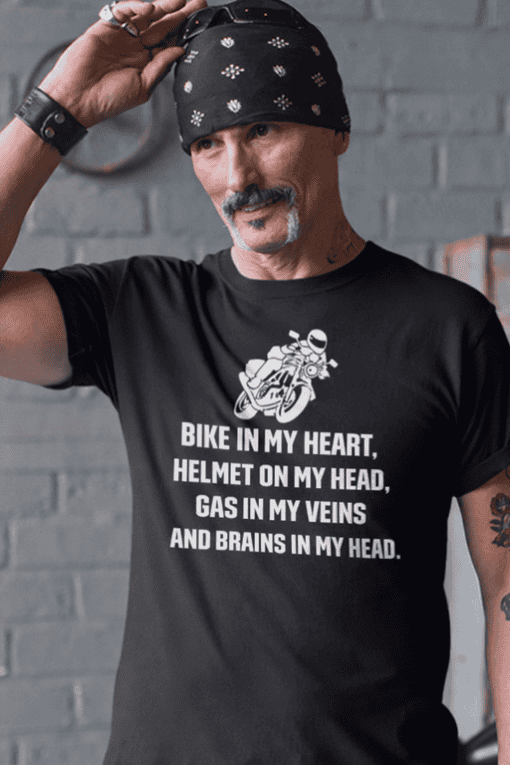 Bike themed graphic T-shirt for motorcycle enthusiasts, perfect for casual wear.