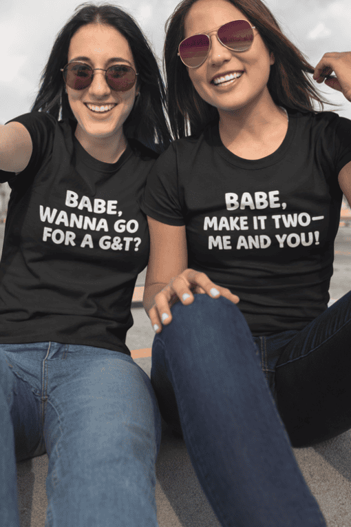 Cute matching couple T-shirts with funny football quotes, perfect for sports lovers.