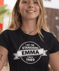 Customizable birthday gift t-shirt with personalized name and year, perfect for celebrating milestones.