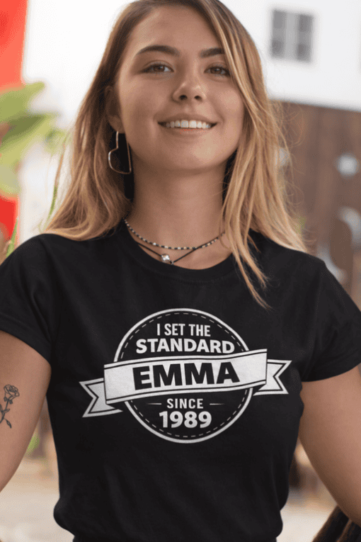 Customizable birthday gift t-shirt with personalized name and year, perfect for celebrating milestones.