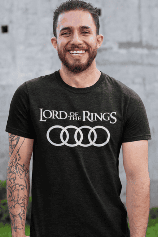 Audi Lord of the Rings T-shirt men’s graphic tee, popular fantasy movie apparel for fans.