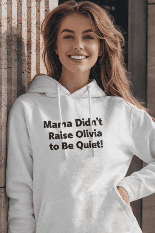 Comfortable white hoodie with humorous quote, ideal for casual wear and trendy street style.