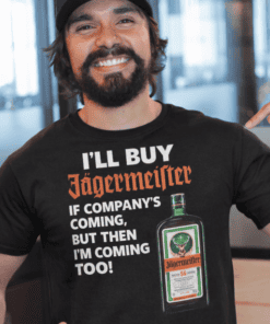 1. Funny Jägermeister T-shirt for men, perfect gift, humorous alcohol themed design.