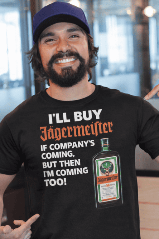 1. Funny Jägermeister T-shirt for men, perfect gift, humorous alcohol themed design.