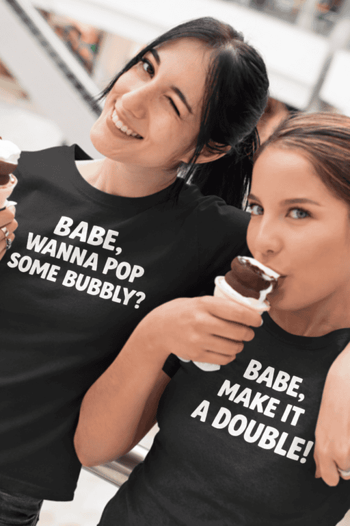 Girl friendship t-shirts with fun text for women, perfect for casual outings and making memories.