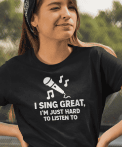 Expressive singer graphic T-shirt for music lovers, humorous music gift tee, stylish casual wear.