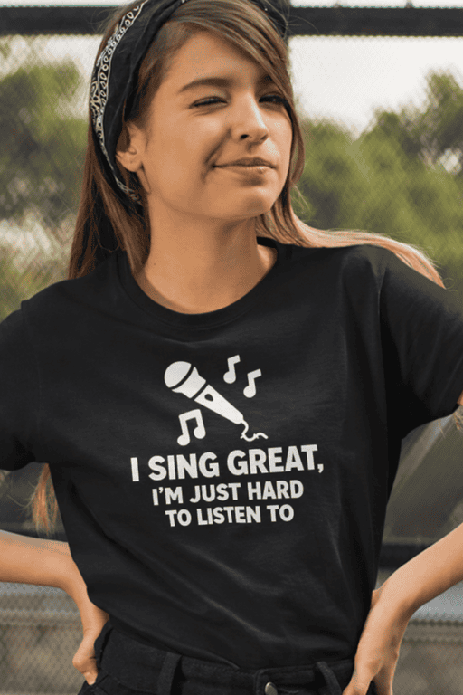 Expressive singer graphic T-shirt for music lovers, humorous music gift tee, stylish casual wear.