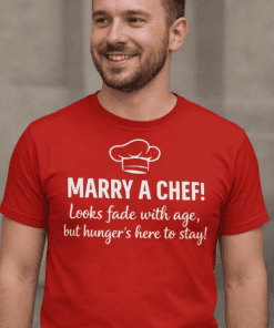 Marry a chef t-shirt, funny culinary humor gift, cooking lover shirt for foodies and kitchen enthusiasts.