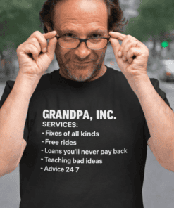Witty grandpa-themed humorous t-shirt for family gatherings and jokes.