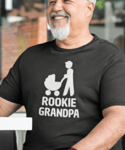 Cute Grandpa T-shirt with "Rookie Grandpa" design for new grandfathers, perfect gift for first-time grandpa.