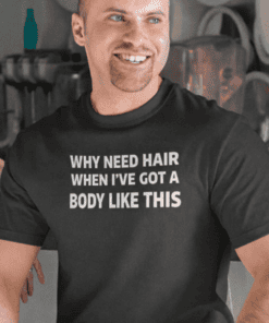 Witty men's T-shirt with humorous fitness quote for gym and casual wear.