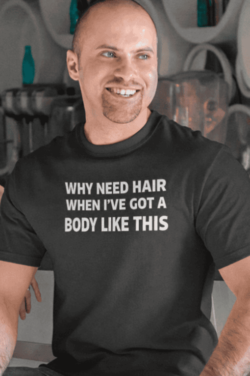 Witty men's T-shirt with humorous fitness quote for gym and casual wear.