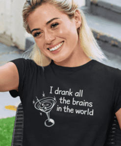 1. Funny science t-shirt with galaxy and brain design, perfect for science lovers and geeks.