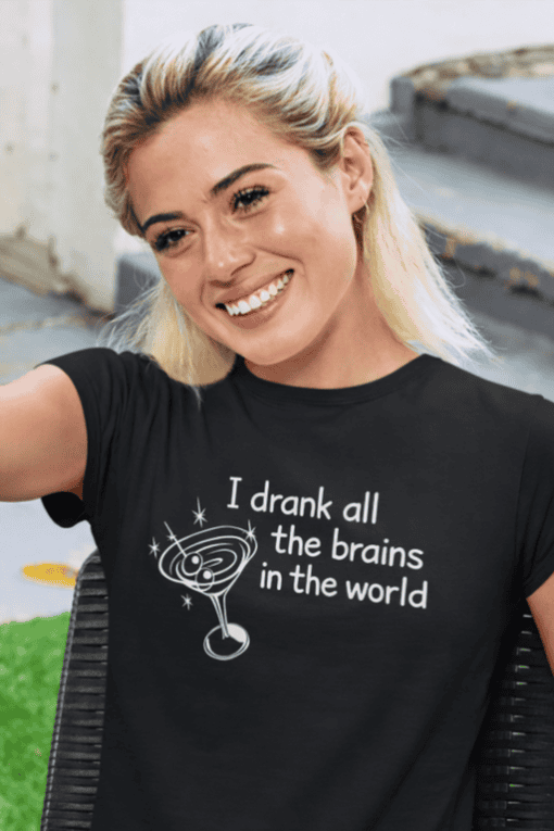 1. Funny science t-shirt with galaxy and brain design, perfect for science lovers and geeks.